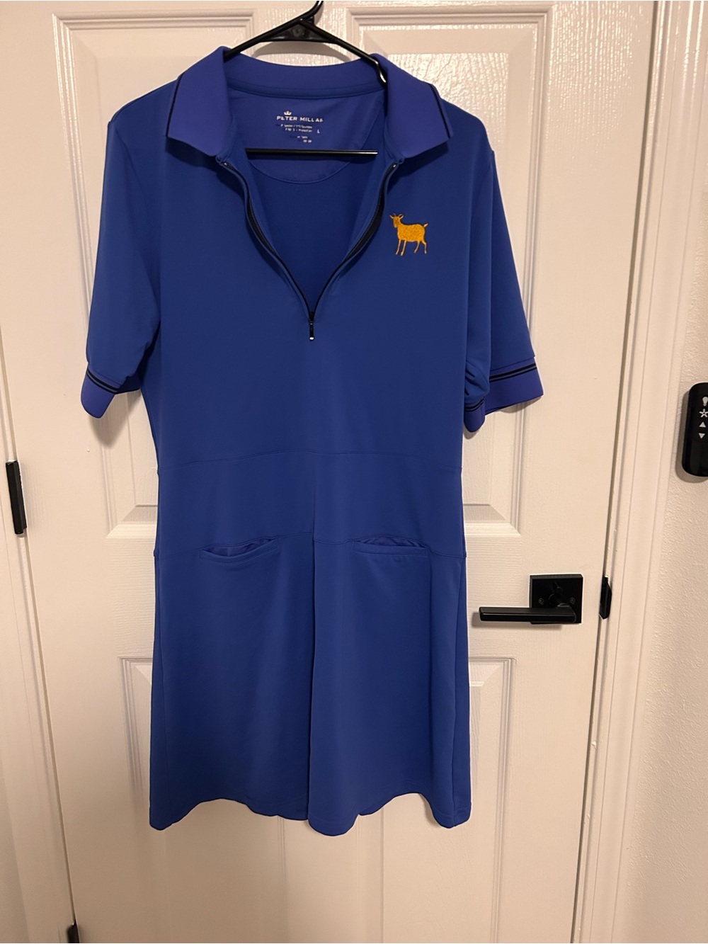 Peter Millar Royal Blue Polo Golf Dress with Yellow Logo